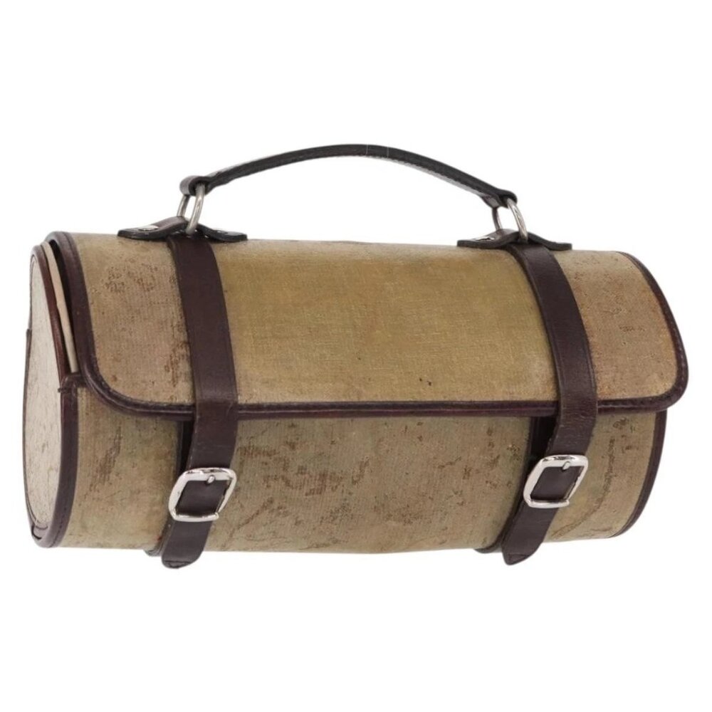 CHANEL Hand Bag Coated Canvas Beige Silver